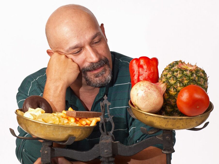 terveellistä ja epäterveellistä ruokaa tehon parantamiseksi